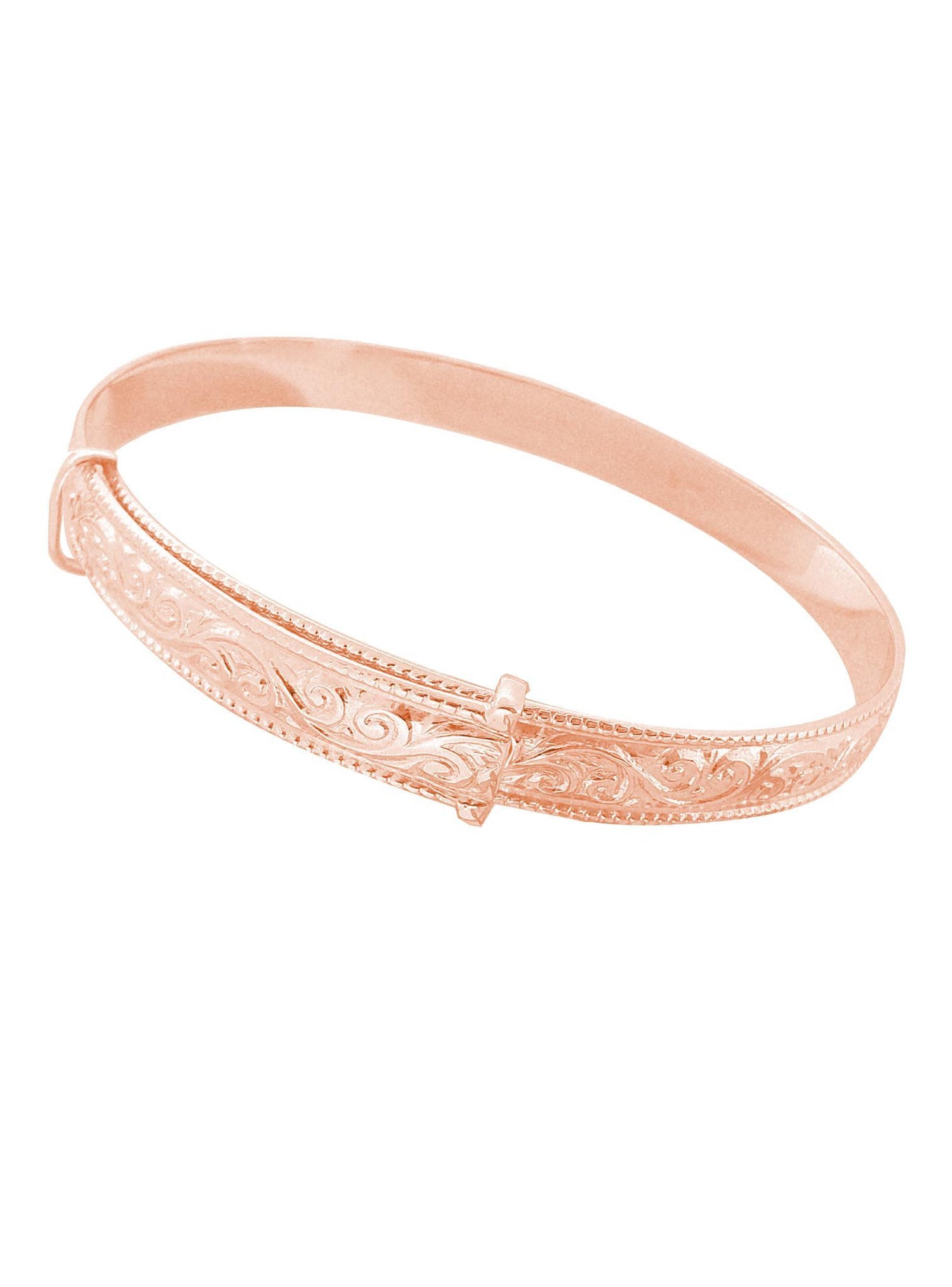 Expanding Filigree Embossed 6mm Bangle All Sizes in 9ct Rose Gold
