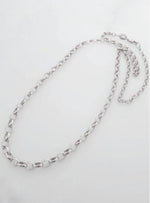 Graduated Oval Belcher Necklace Chain in Sterling Silver