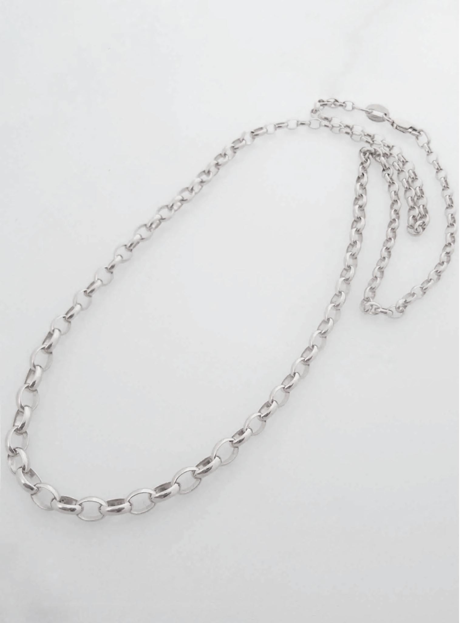Graduated Oval Belcher Necklace Chain in Sterling Silver