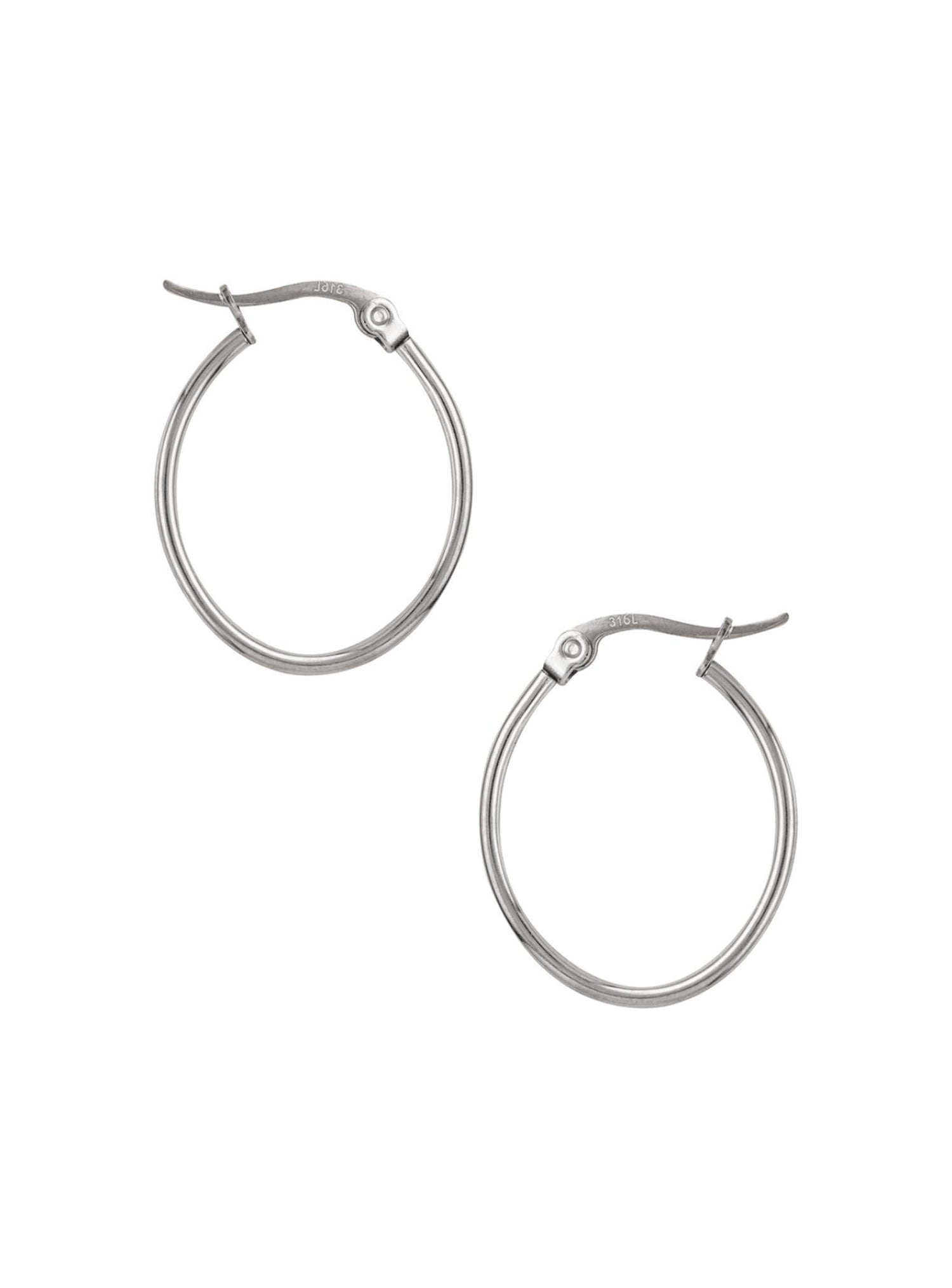 Dakota 25mm Simple Oval Hoop Earrings in Silver