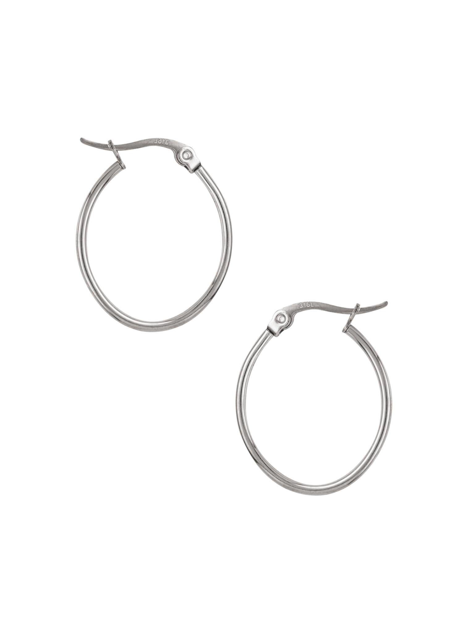 Dakota 25mm Simple Oval Hoop Earrings in Silver
