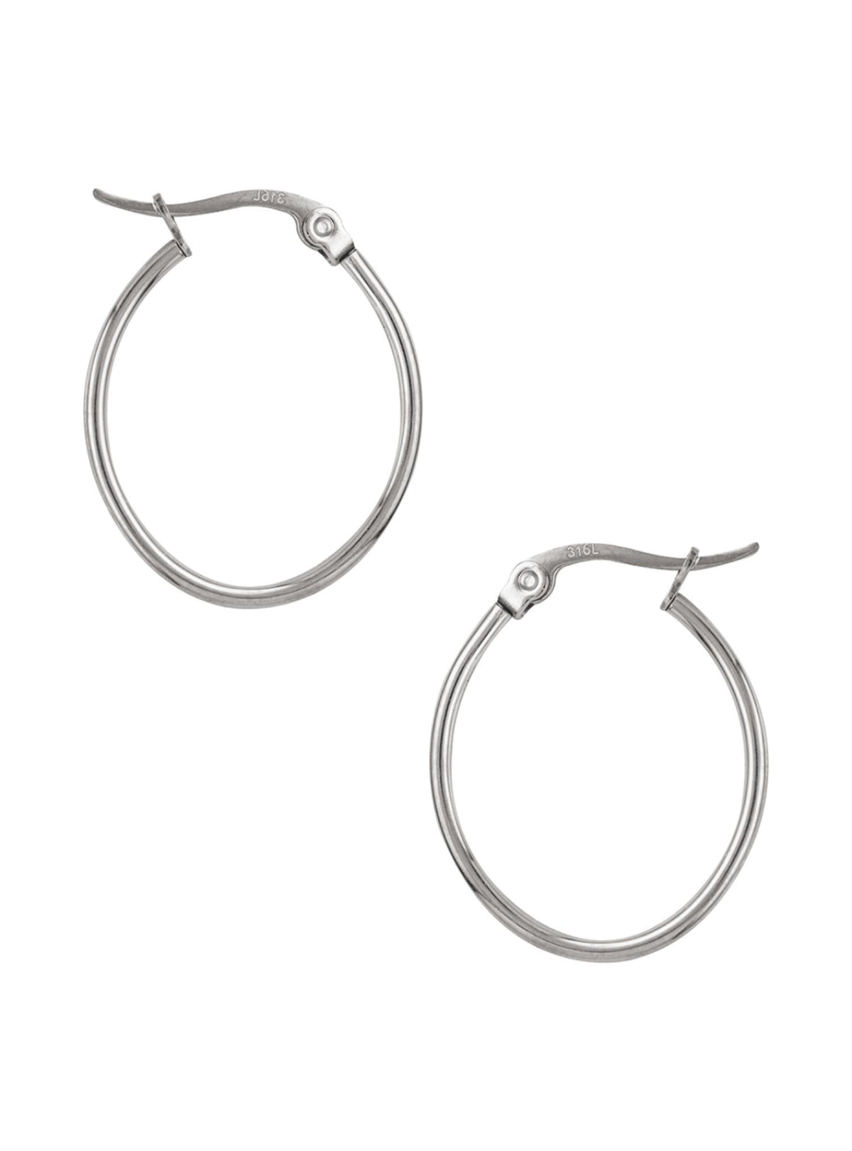 Dakota 30mm Simple Oval Hoop Earrings in Silver