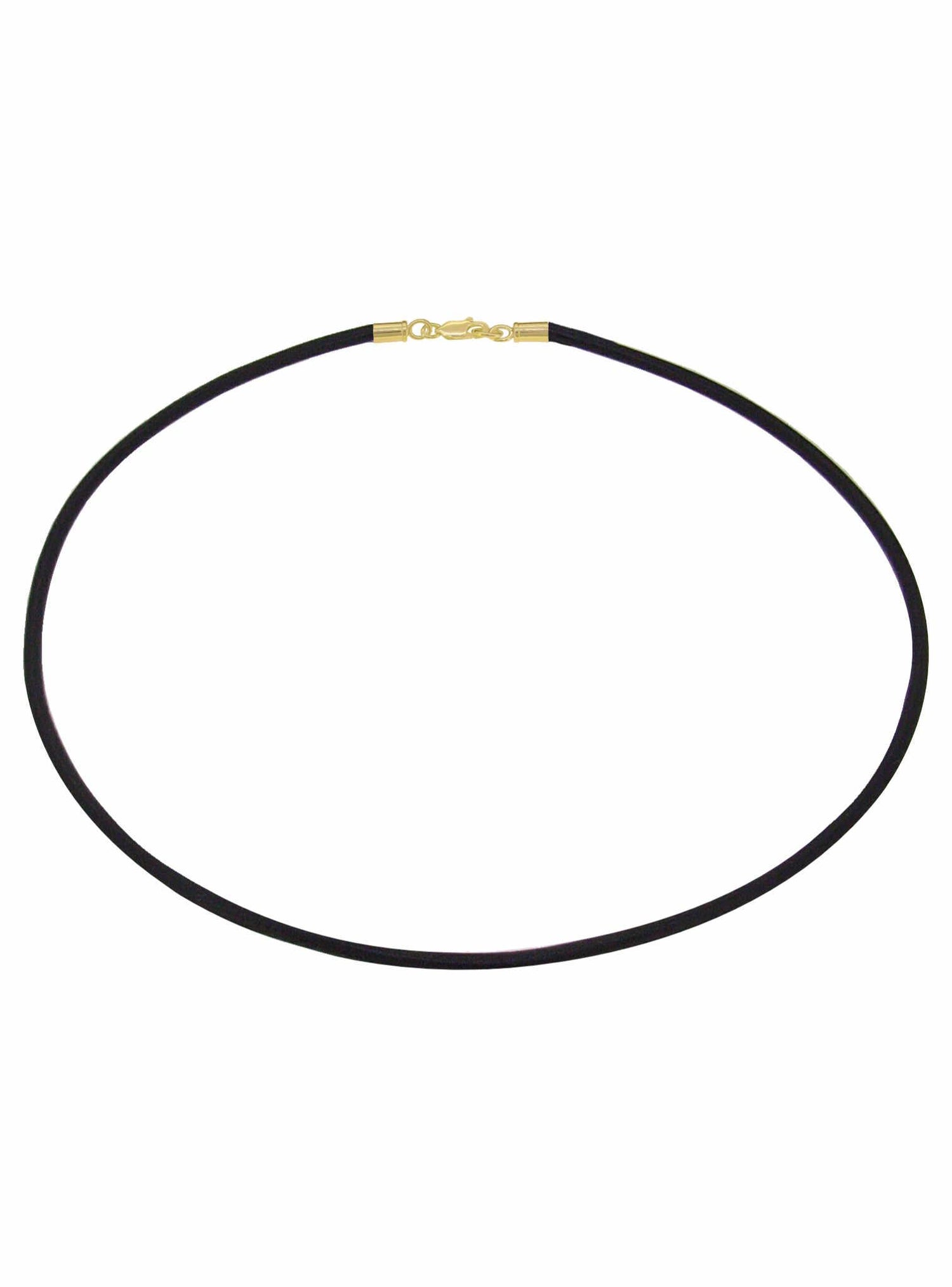 Unisex Black 2mm Leather Necklace in 9ct Gold
