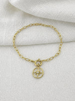 Diamond North Star Charm Paperclip Bracelet in 9ct Gold