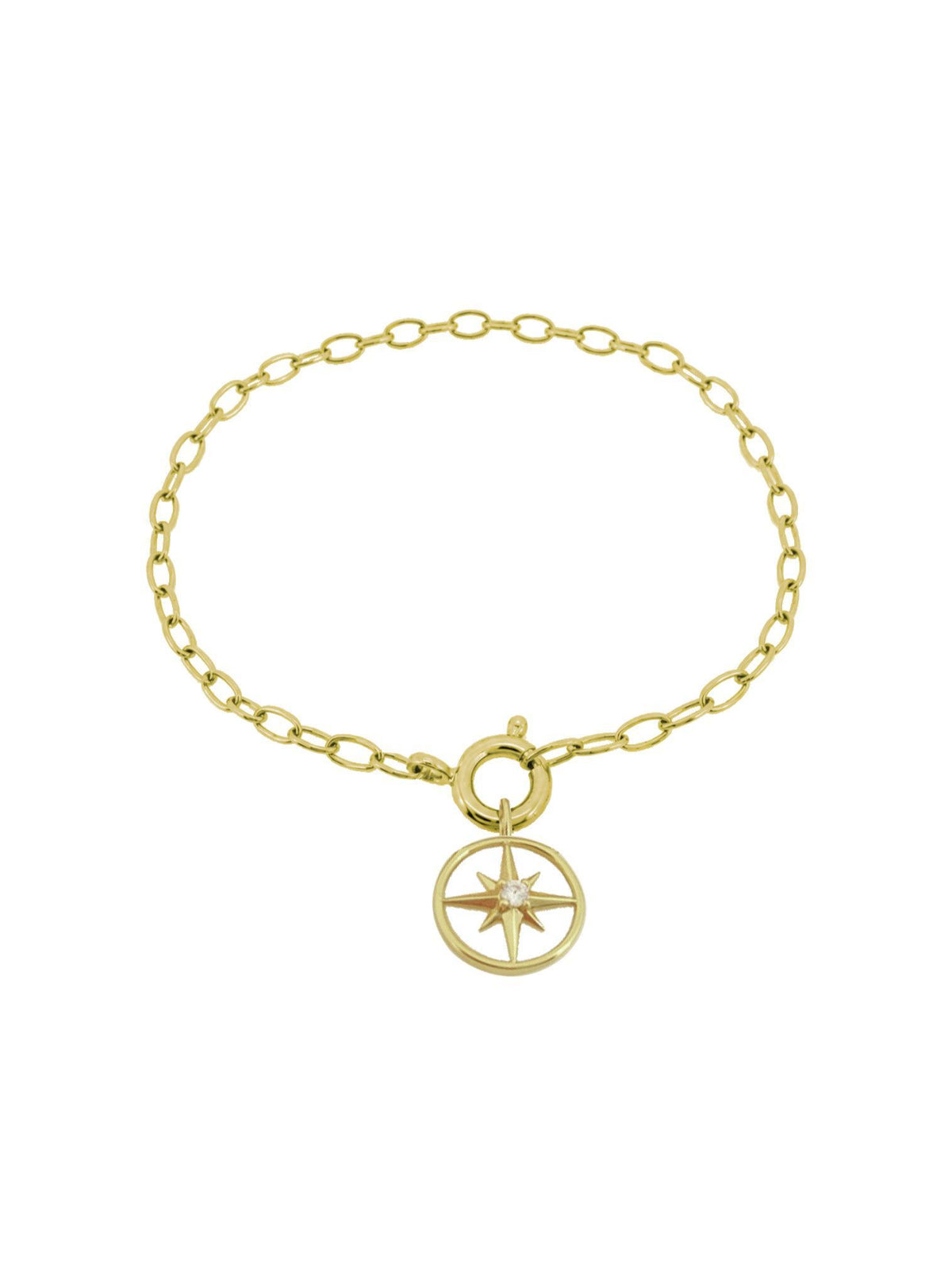 Diamond North Star Charm Paperclip Bracelet in 9ct Gold