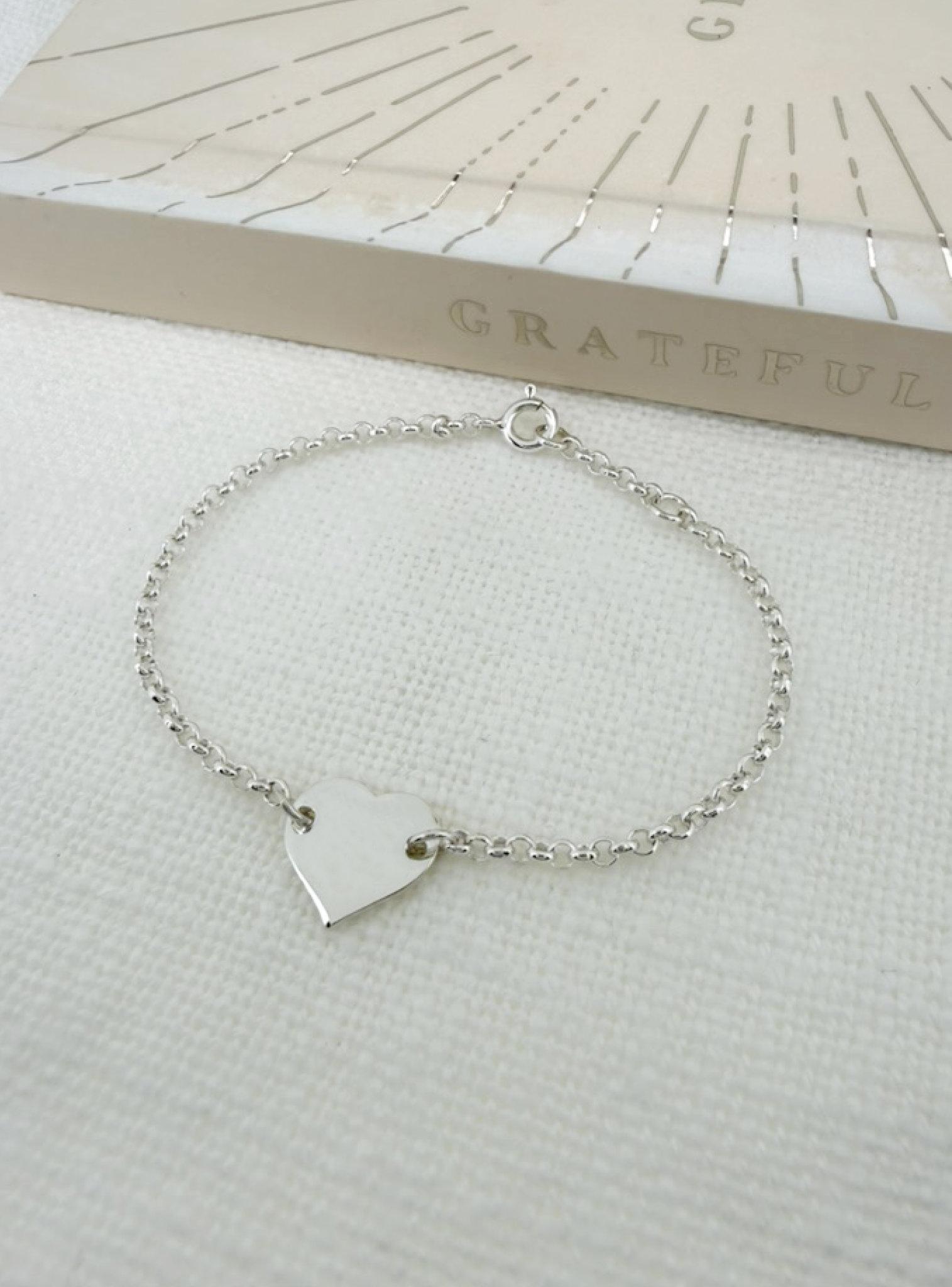 Belcher Charm Love Heart Bracelet in Sterling Silver