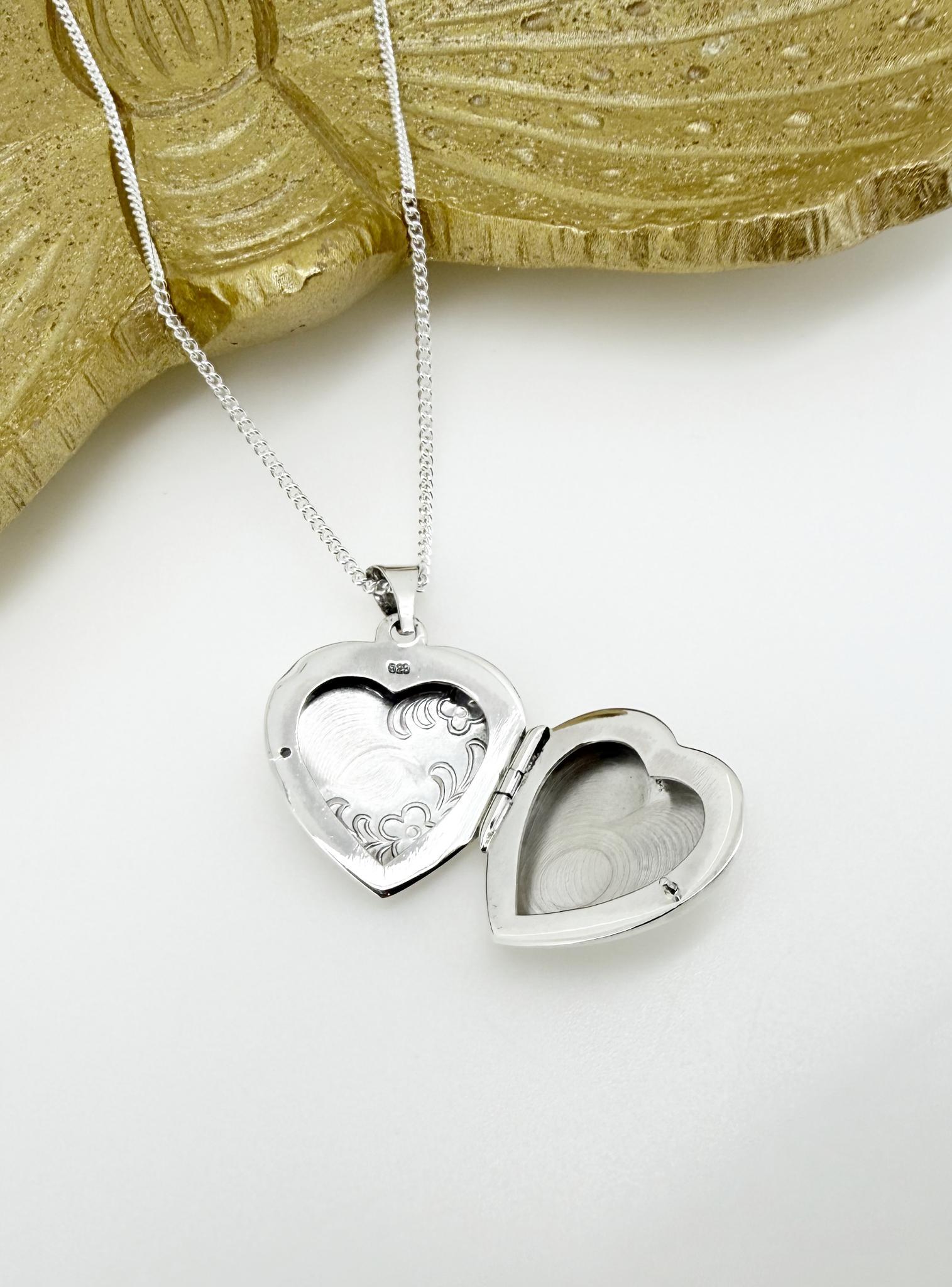 Bluebird of Happiness Flower Heart Photo Locket Necklace