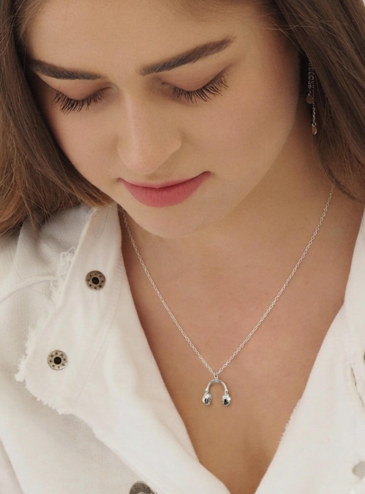 Music Headphones Charm in Sterling Silver
