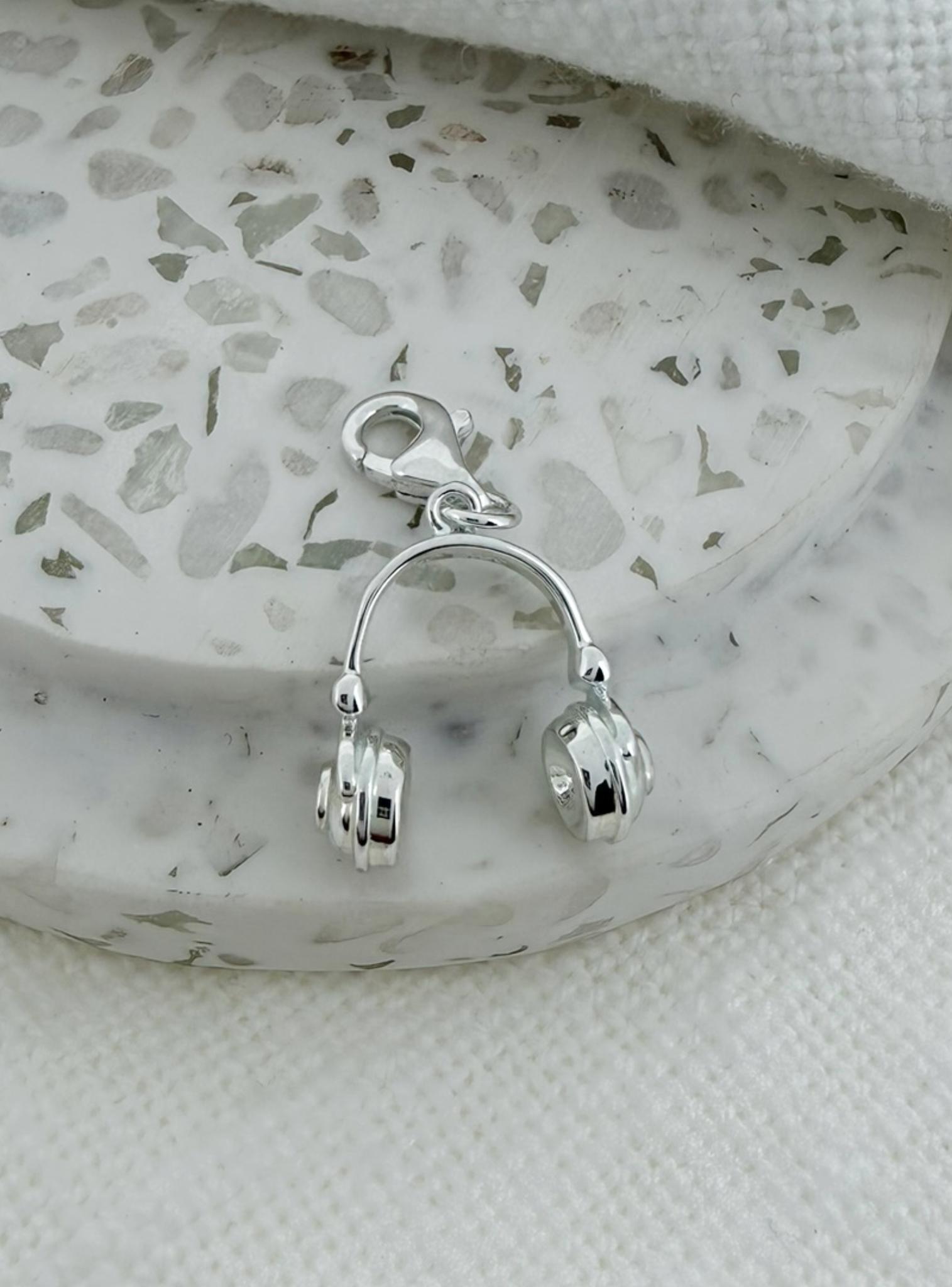 Music Headphones Charm in Sterling Silver