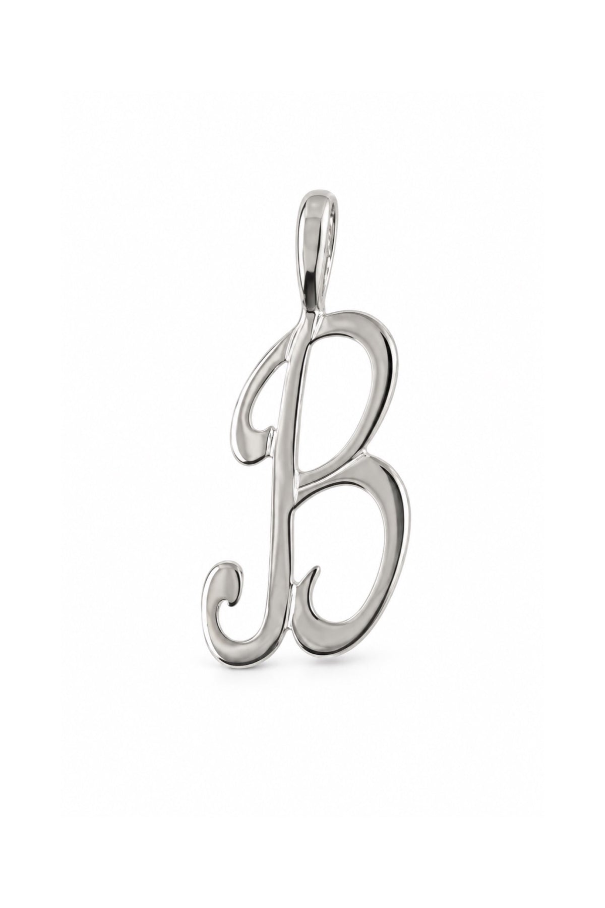 9ct white gold alphabet letter B pendant