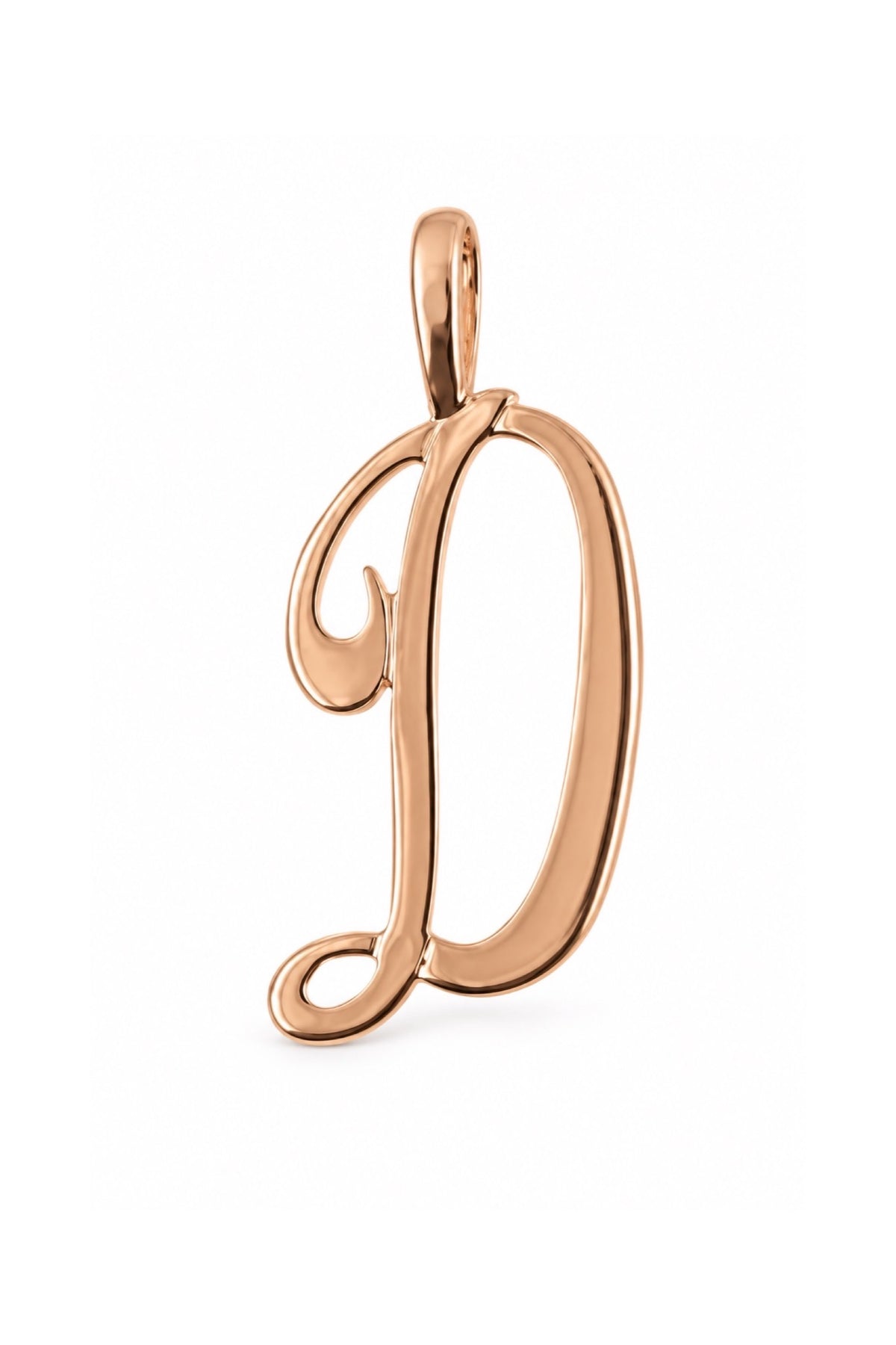 9ct rose gold alphabet letter D pendant