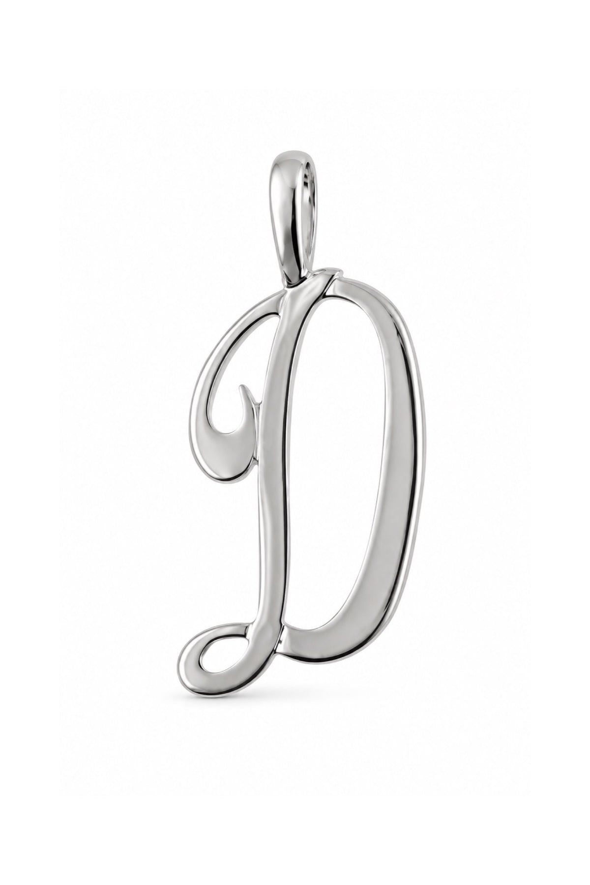 9ct white gold alphabet letter D pendant