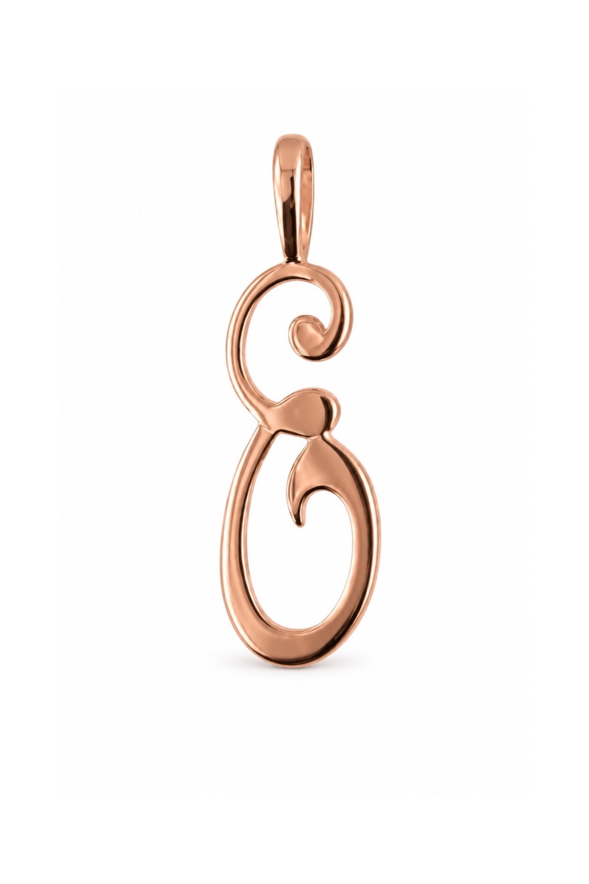 9ct rose gold alphabet letter E pendant
