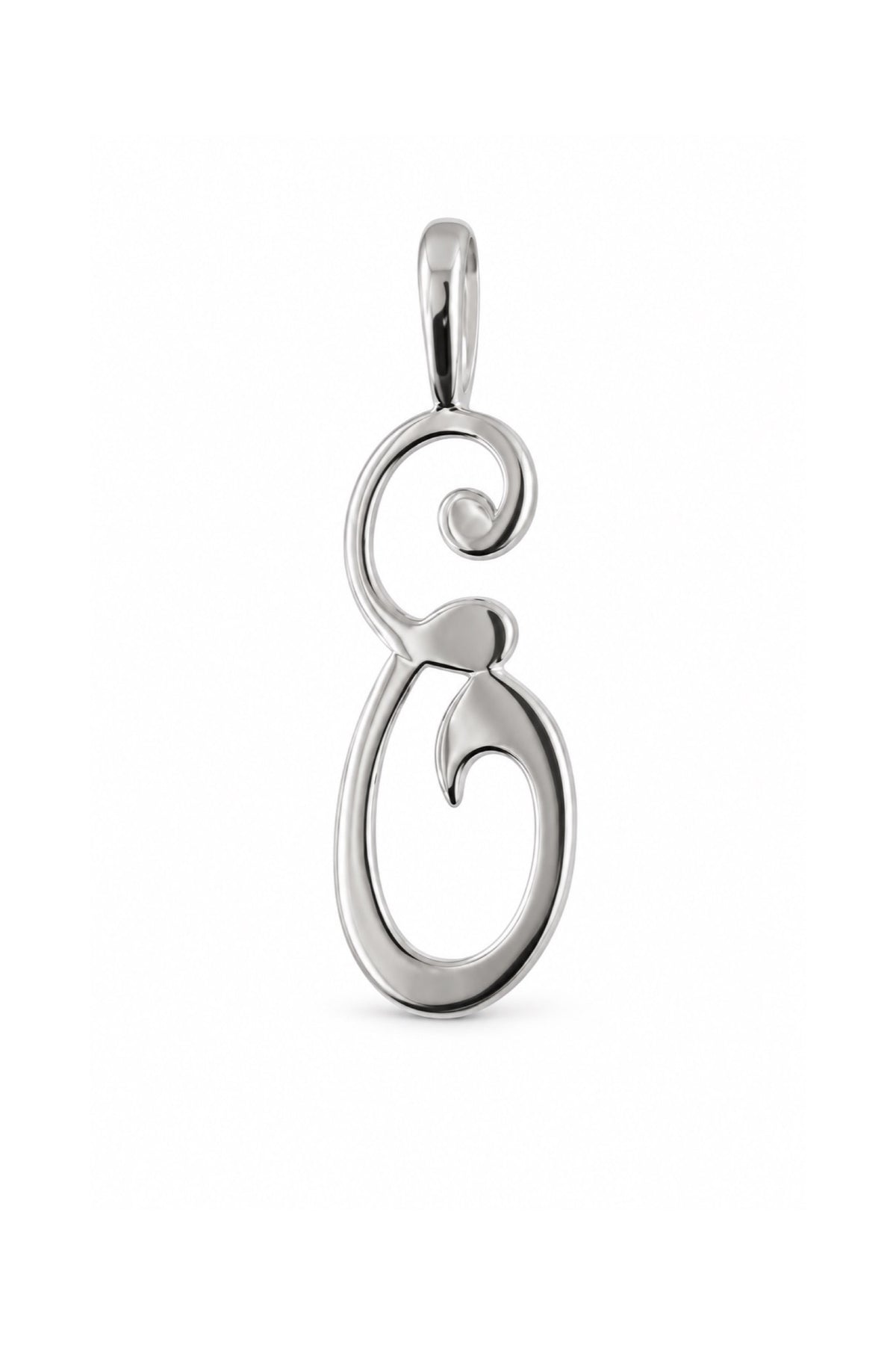 9ct white gold alphabet letter E pendant