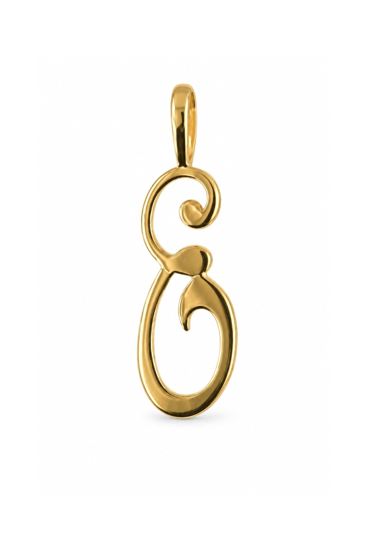 9ct yellow gold alphabet letter E pendant