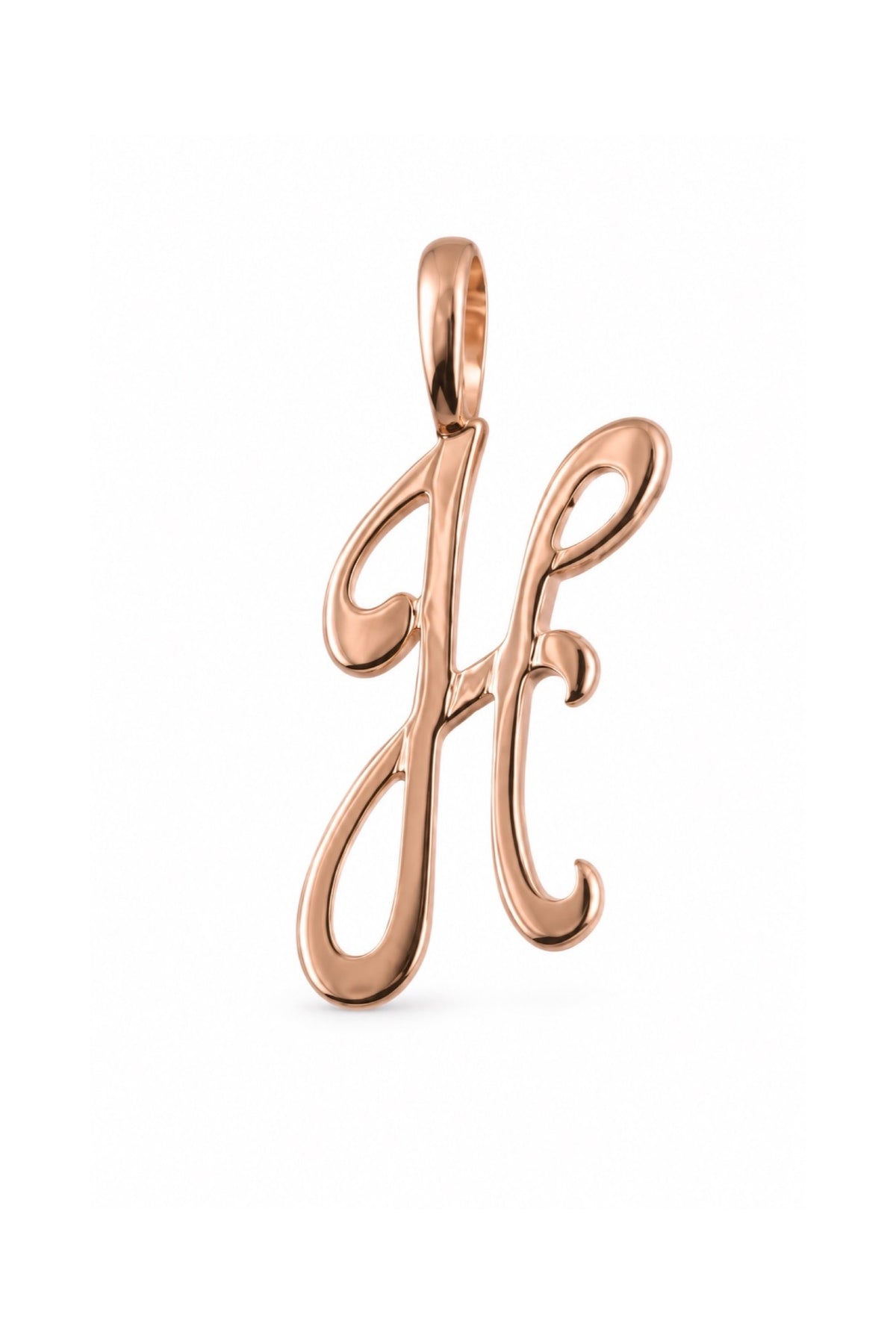 9ct rose gold alphabet letter H pendant