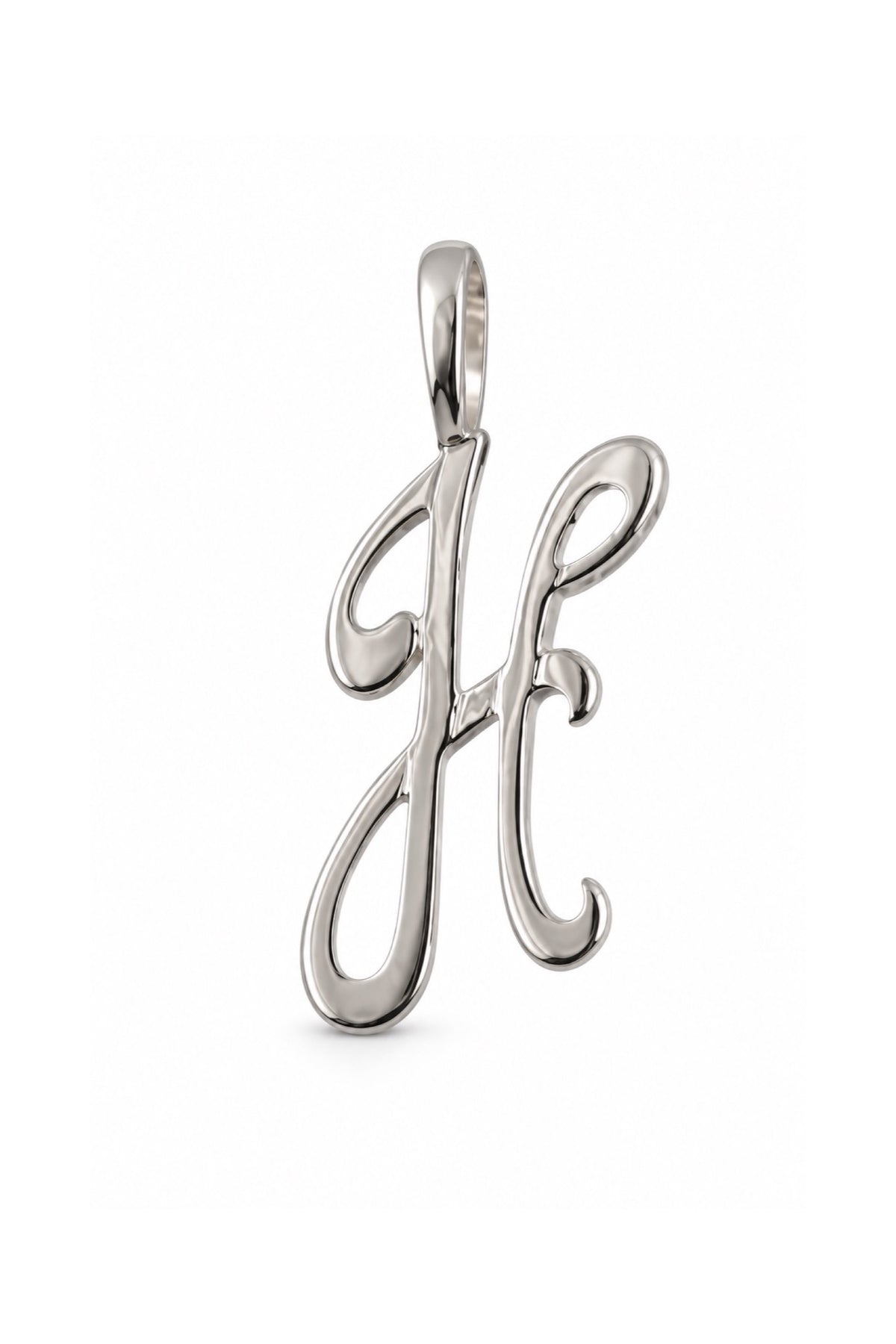 9ct white gold alphabet letter H pendant