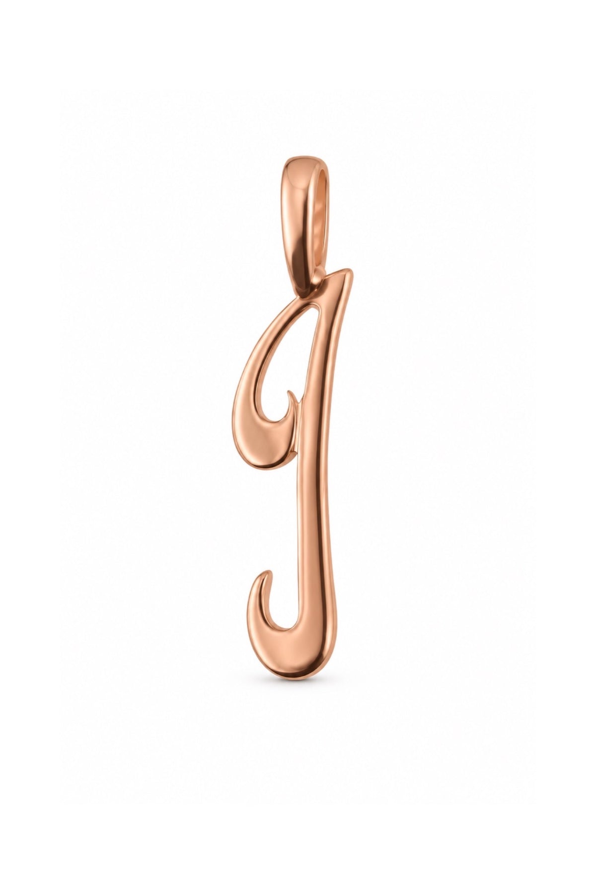9ct rose gold alphabet letter I pendant