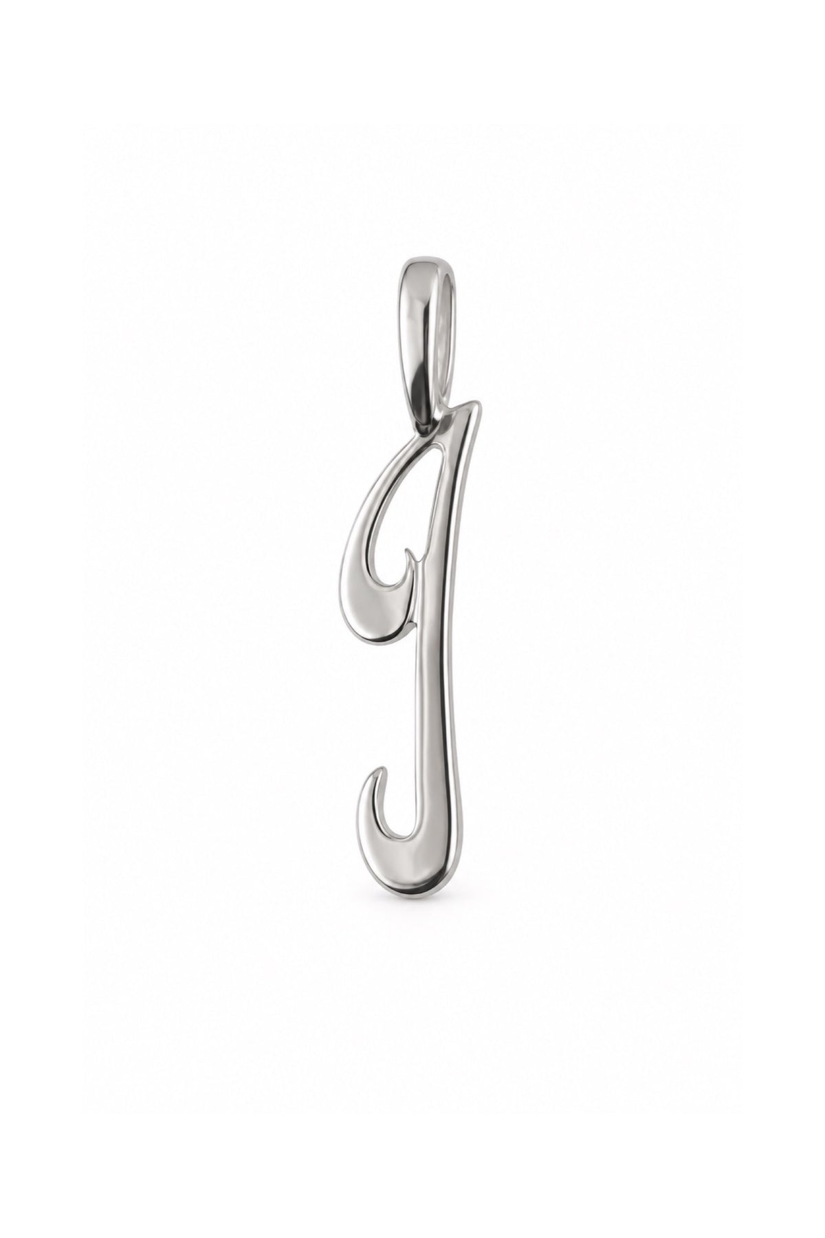 9ct white gold alphabet letter I pendant