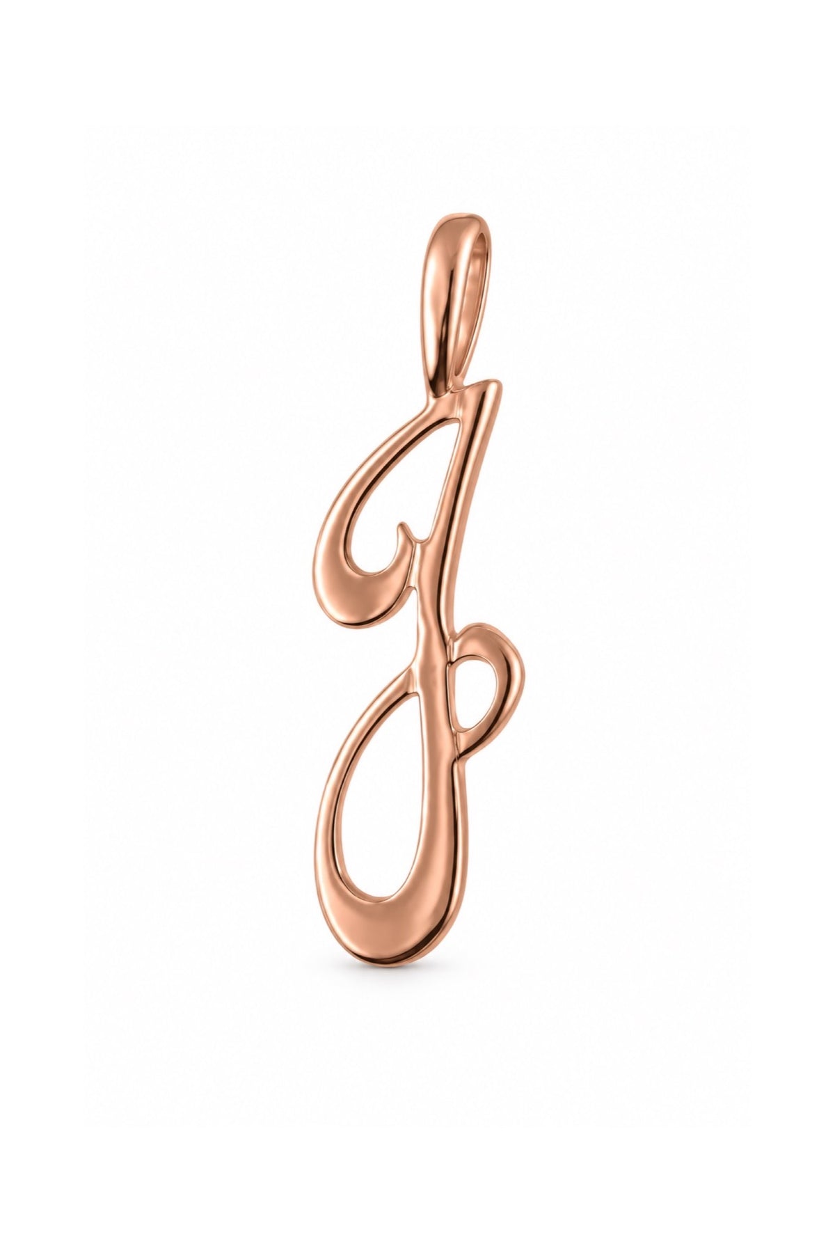 9ct rose gold alphabet letter J pendant