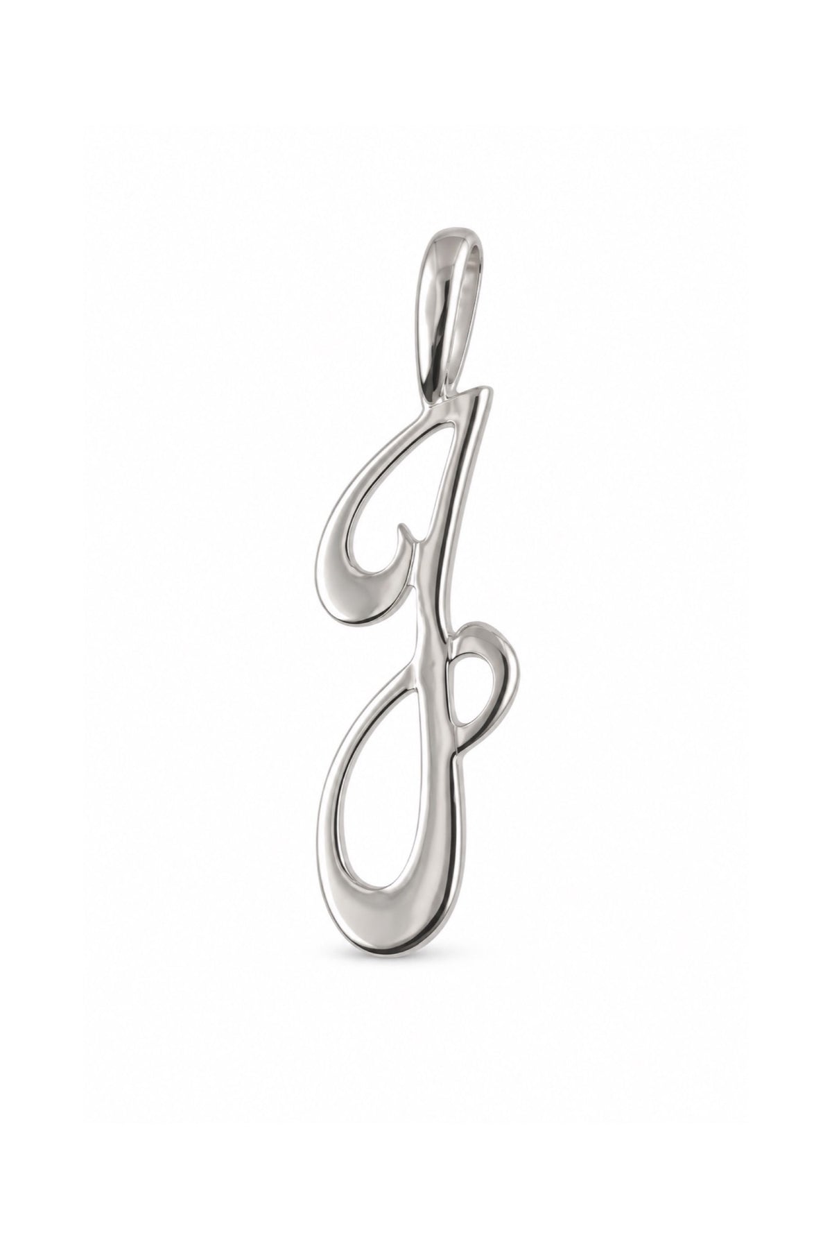 9ct white gold alphabet letter J pendant