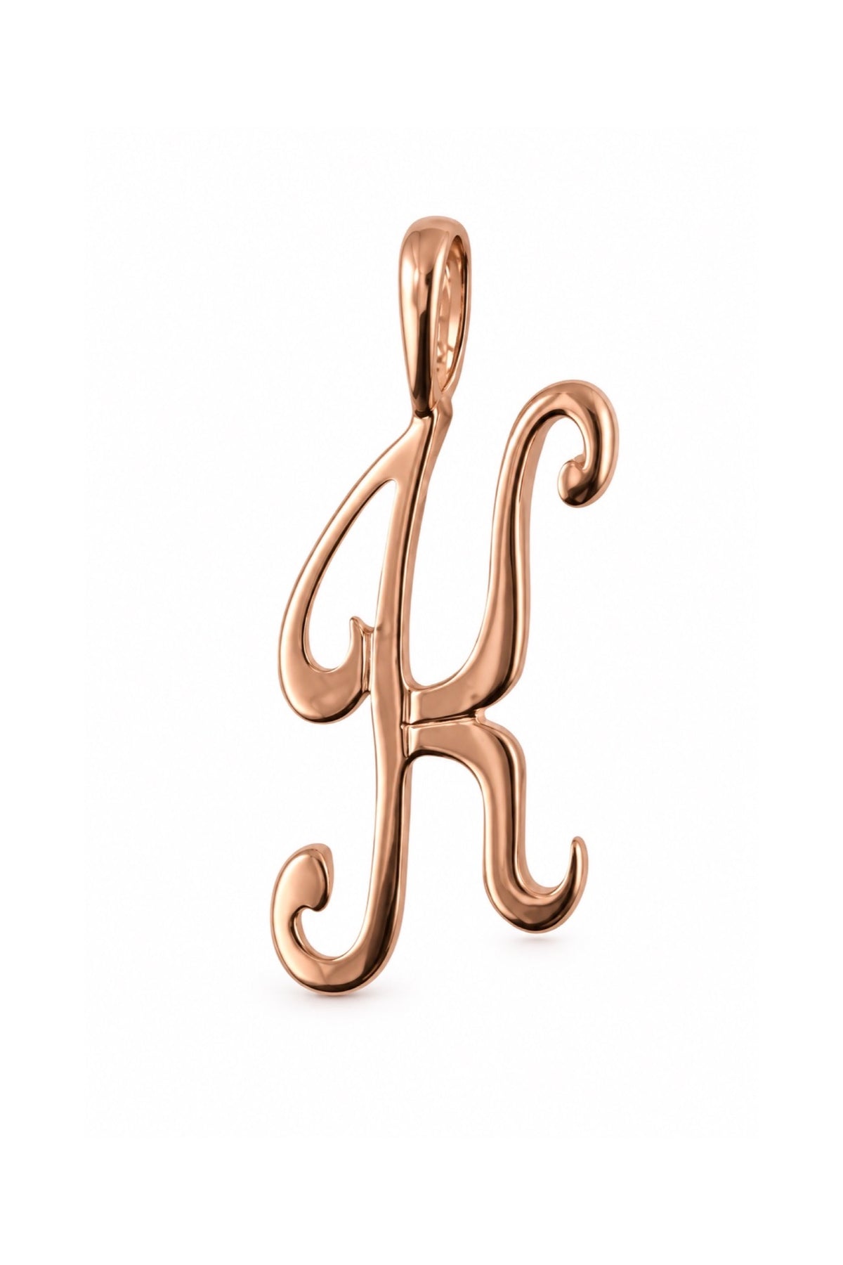 9ct rose gold alphabet letter K pendant
