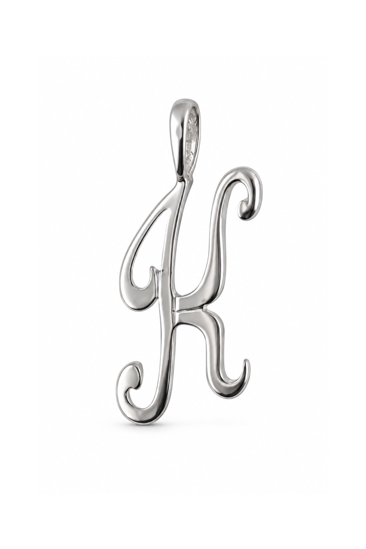 9ct white gold alphabet letter K pendant