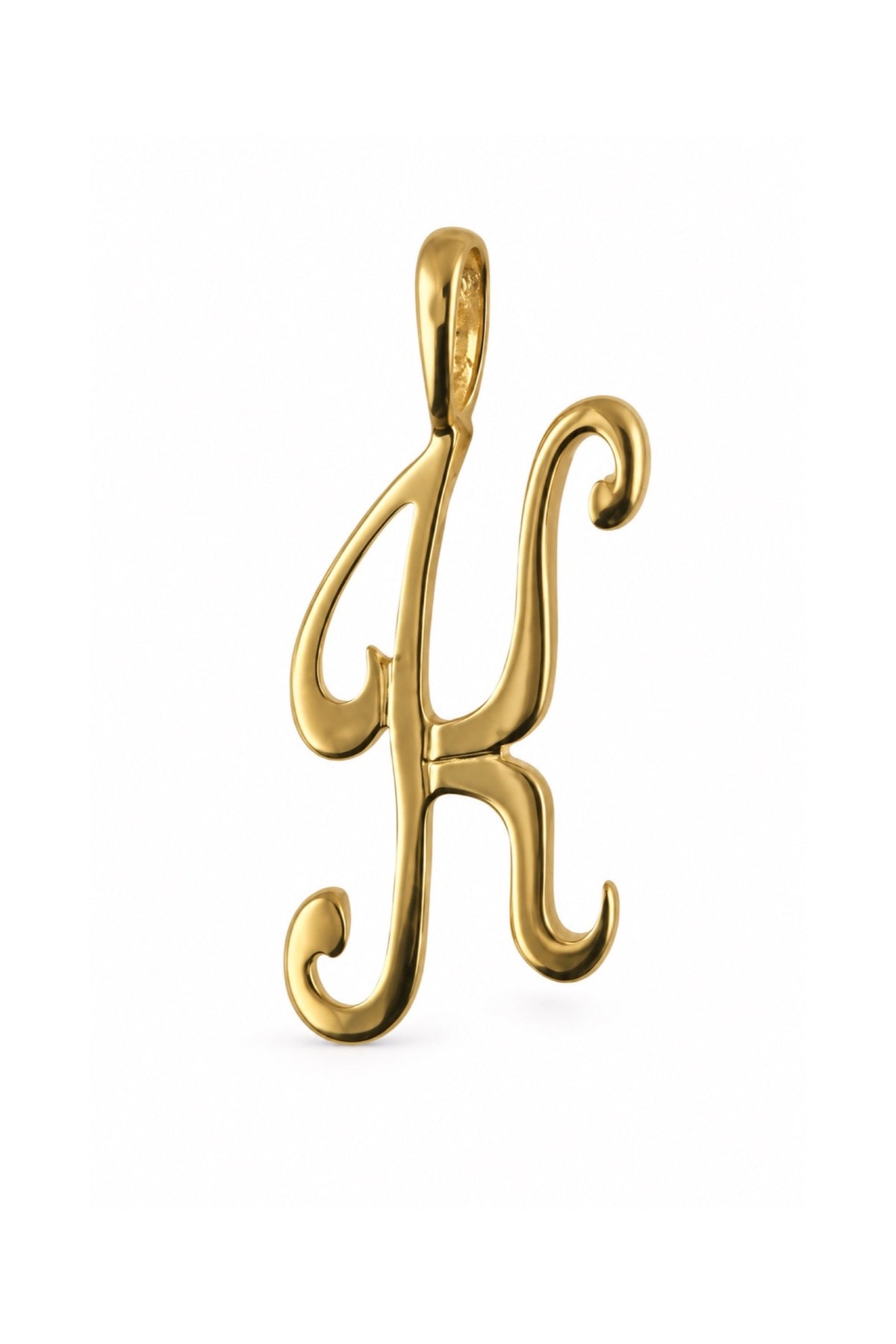 9ct yellow gold alphabet letter K pendant