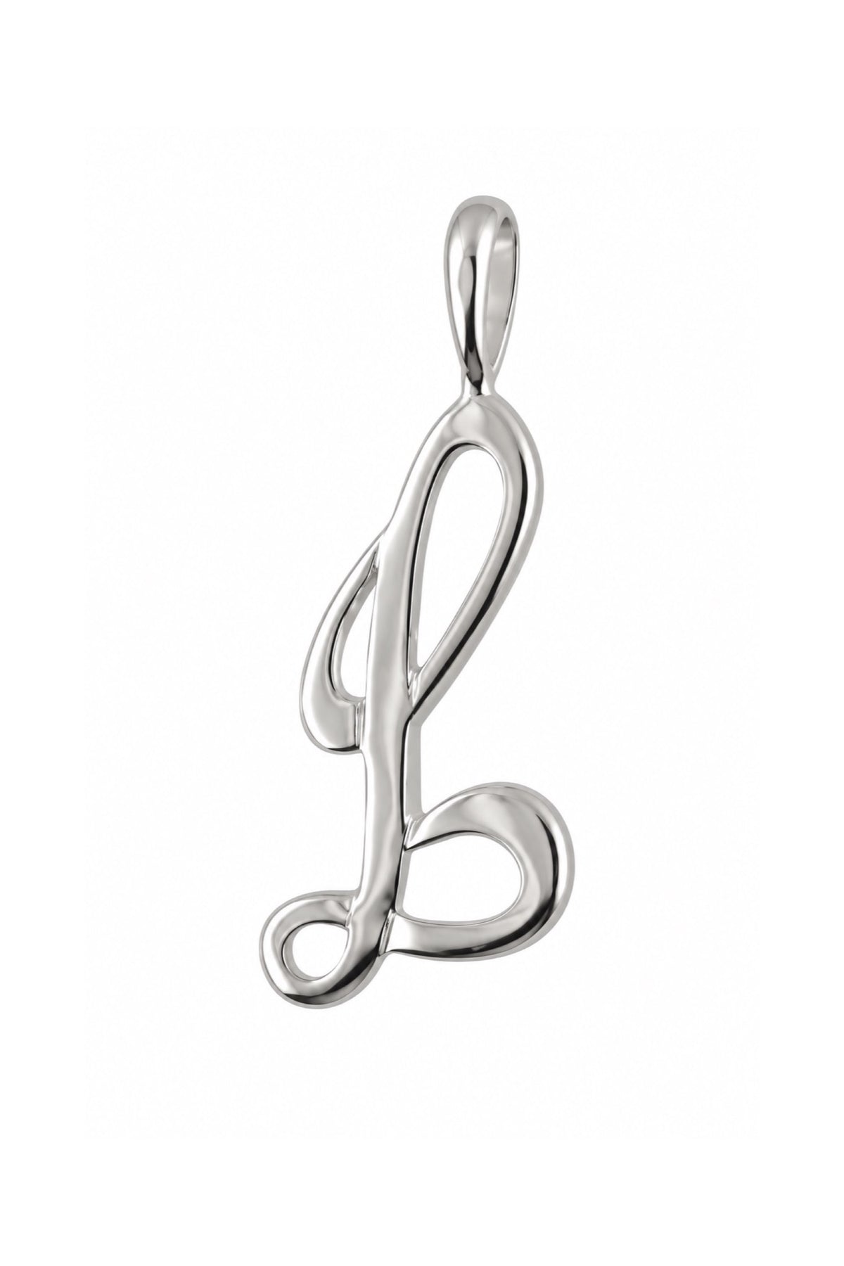 9ct white gold alphabet letter L pendant