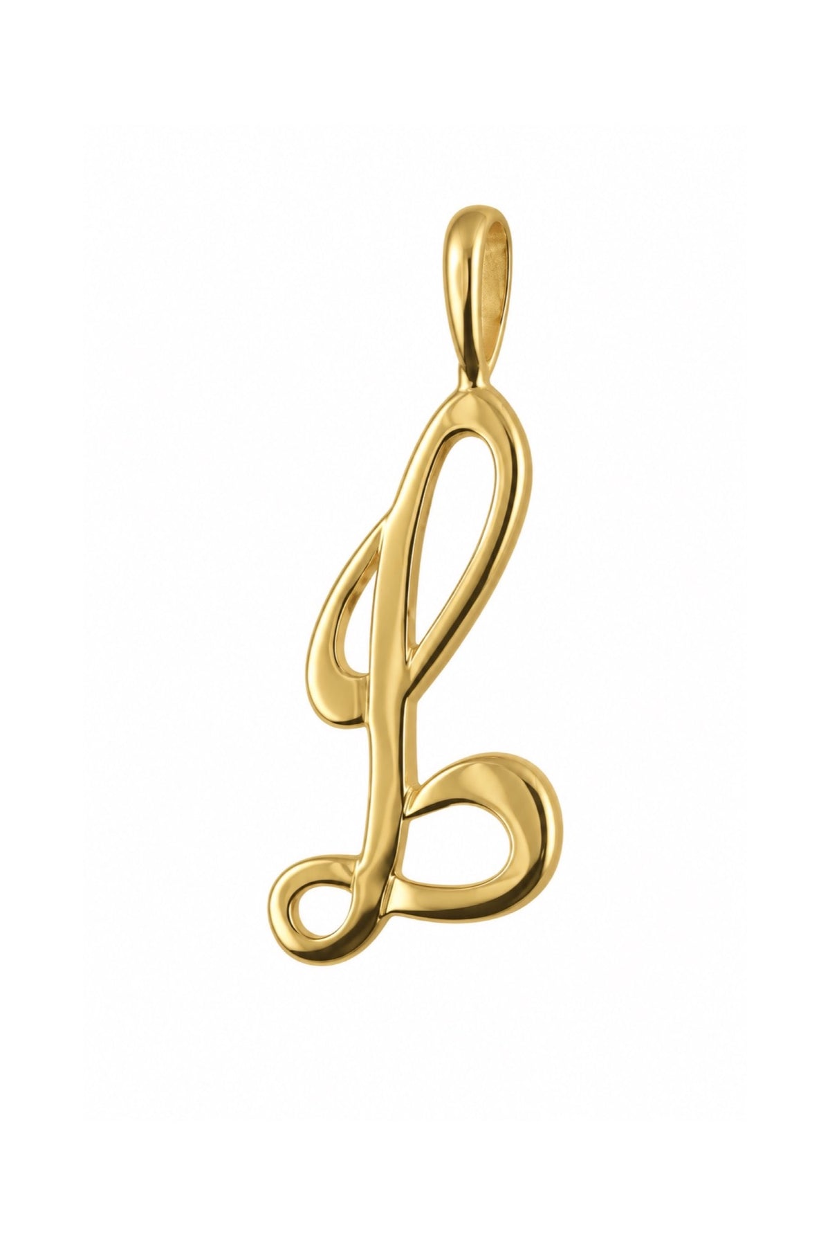 9ct yellow gold alphabet letter L pendant
