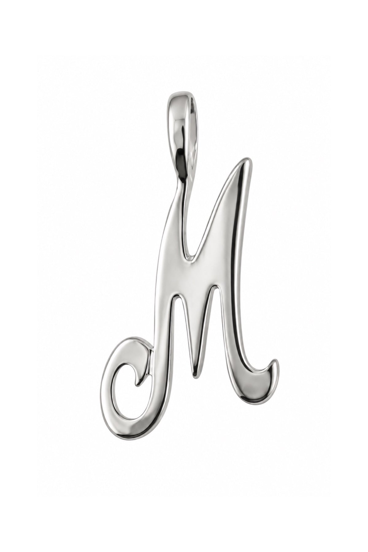 9ct white gold alphabet letter M pendant