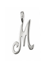 9ct white gold alphabet letter M pendant