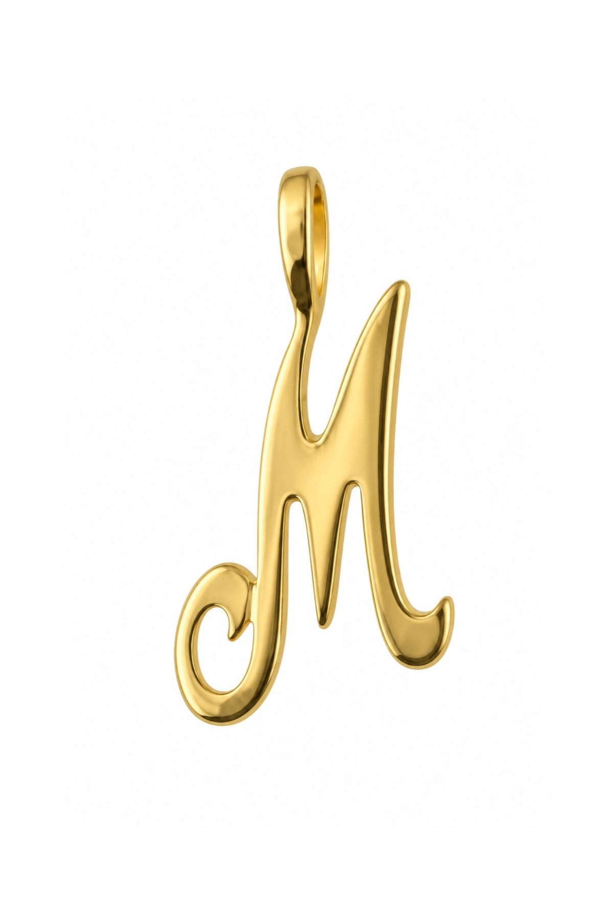 9ct yellow gold alphabet letter M pendant