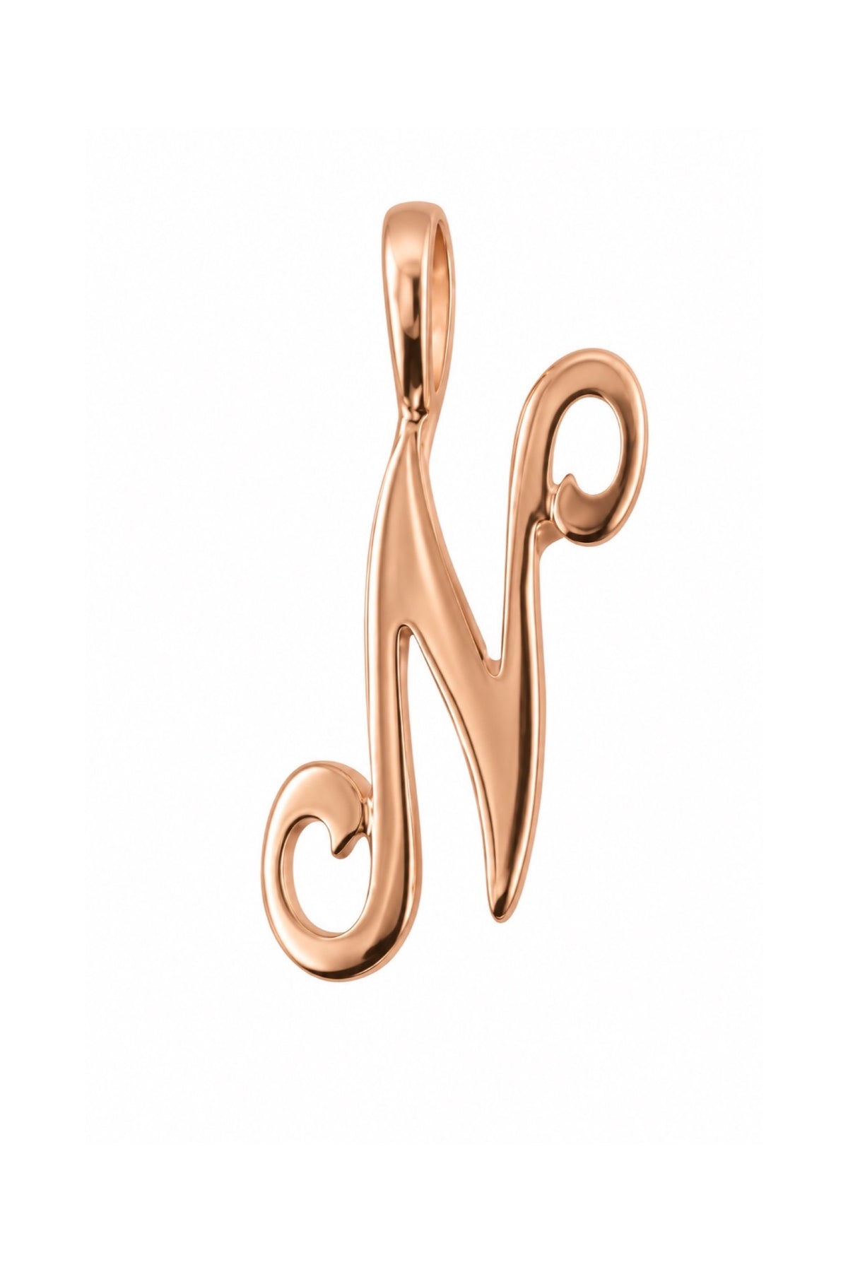 9ct rose gold alphabet letter N pendant