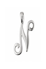 9ct white gold alphabet letter N pendant