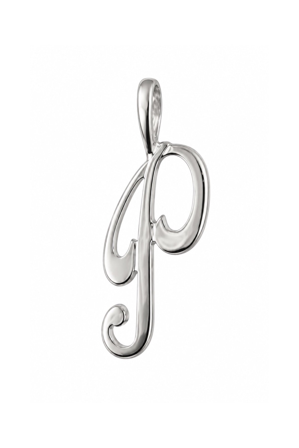 9ct white gold alphabet letter P pendant