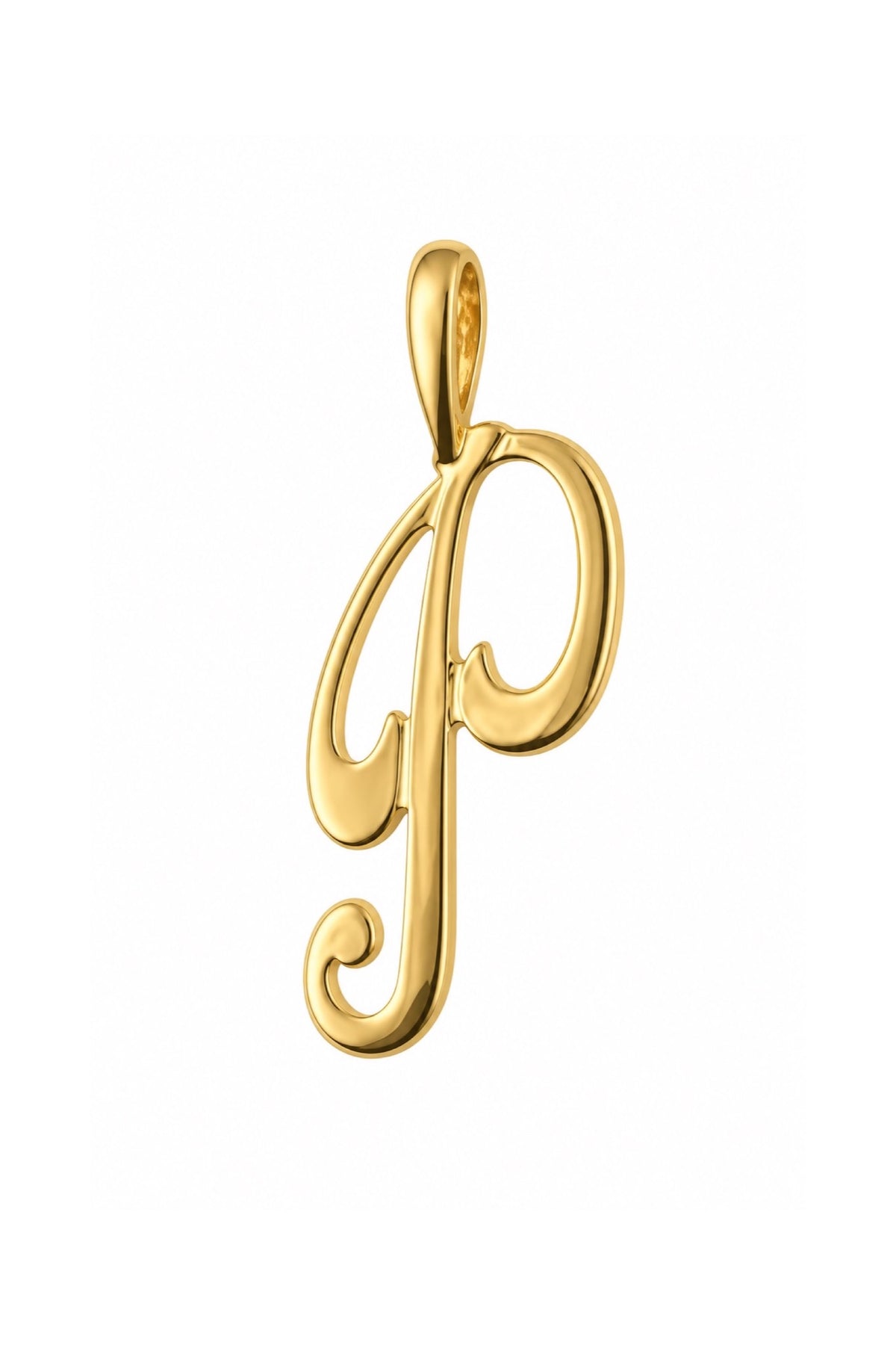 9ct yellow gold alphabet letter P pendant