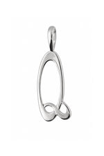 9ct white gold alphabet letter Q pendant