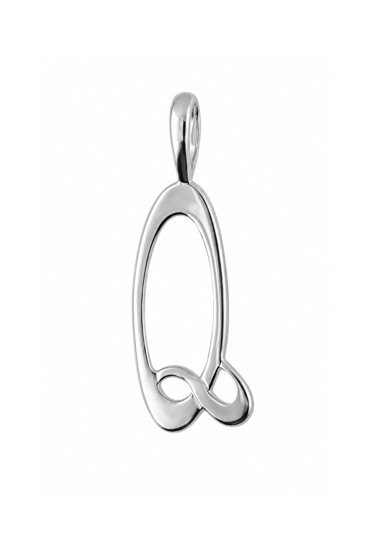 9ct white gold alphabet letter Q pendant