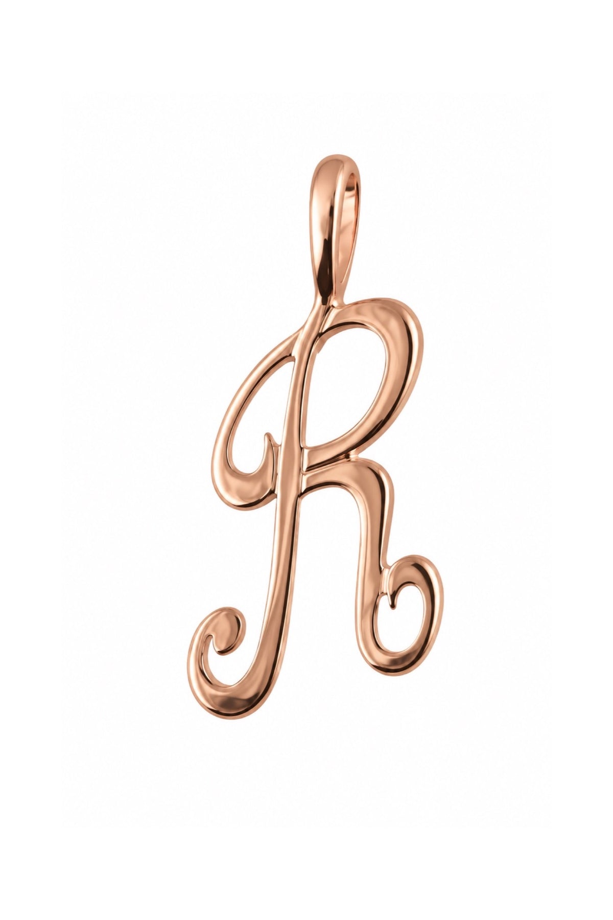 9ct rose gold alphabet letter R pendant