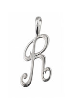 9ct white gold alphabet letter R pendant