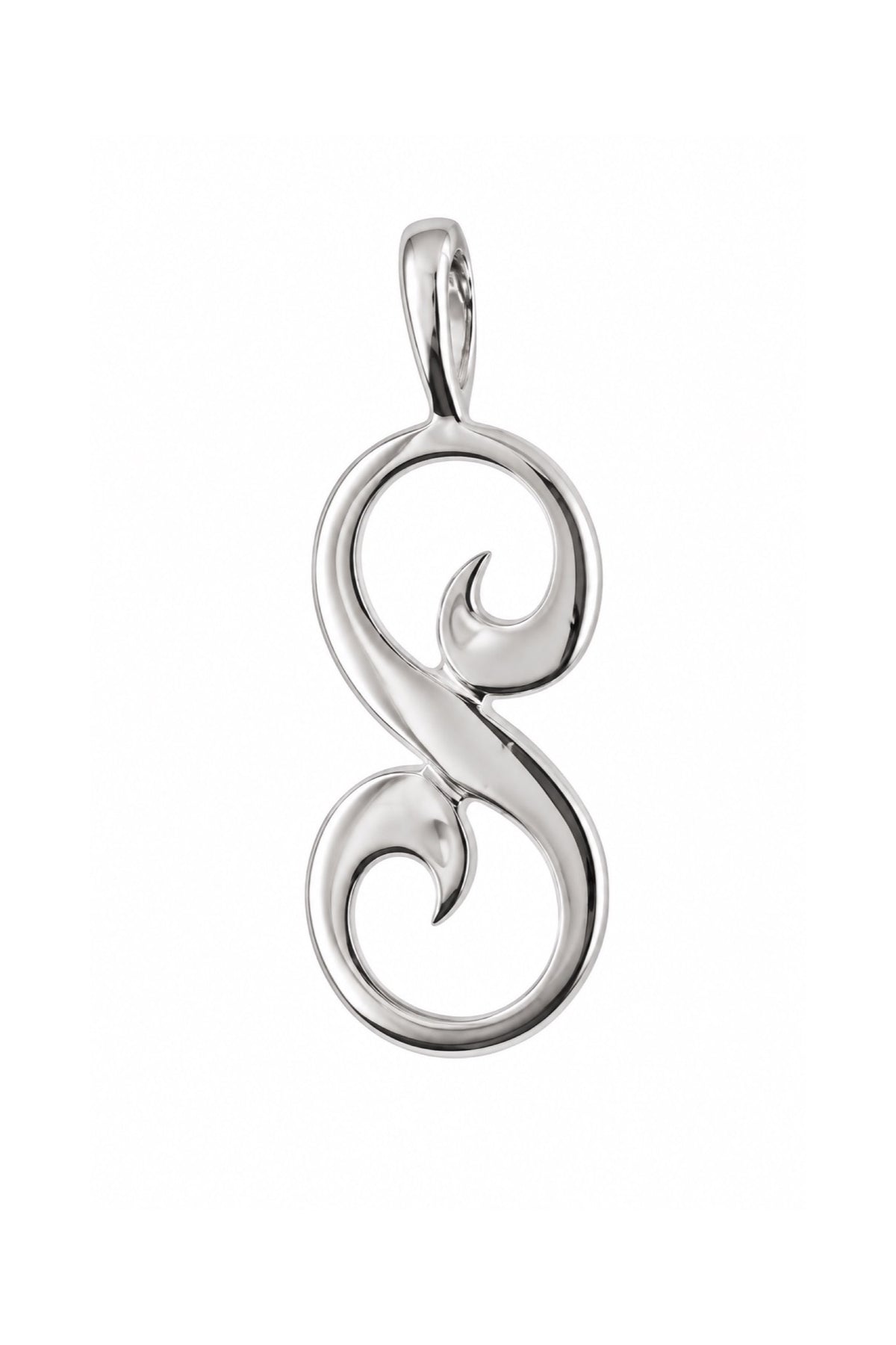 9ct white gold alphabet letter S pendant