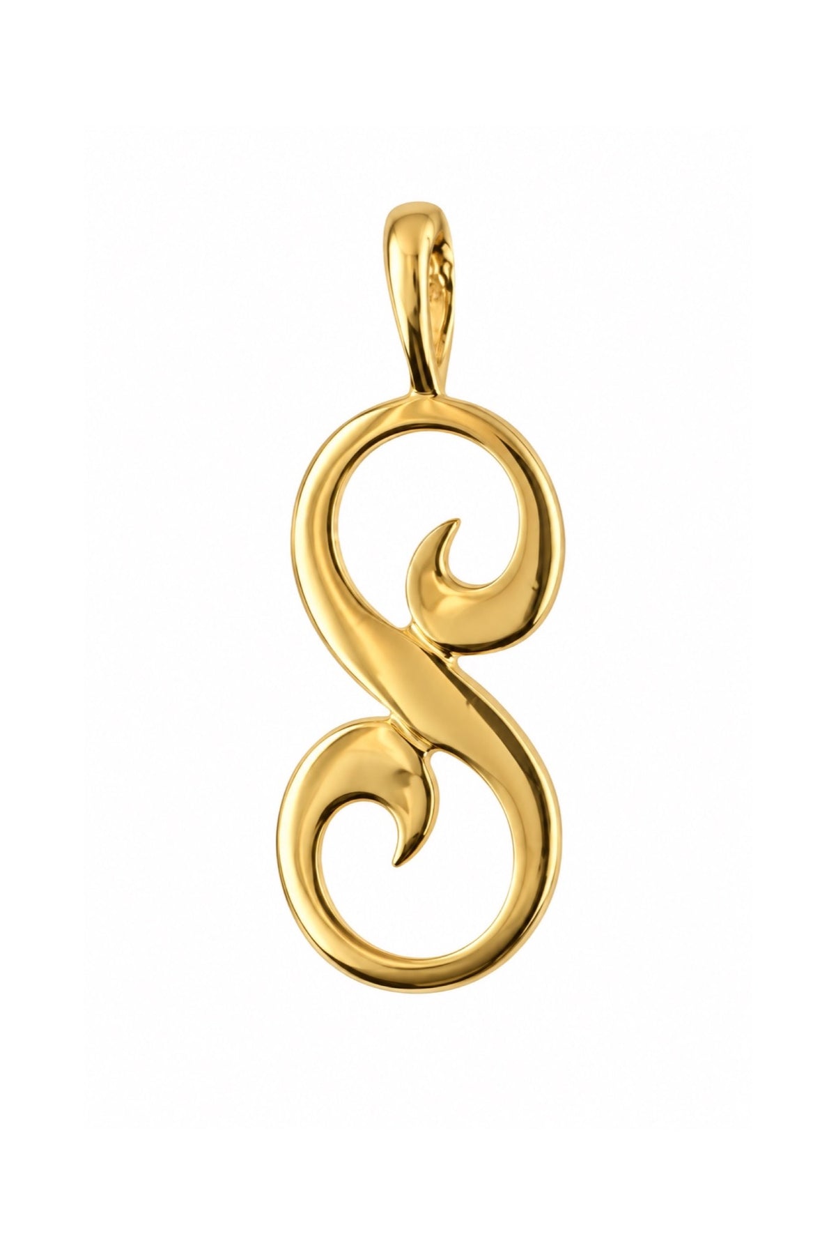 9ct yellow gold alphabet letter S pendant