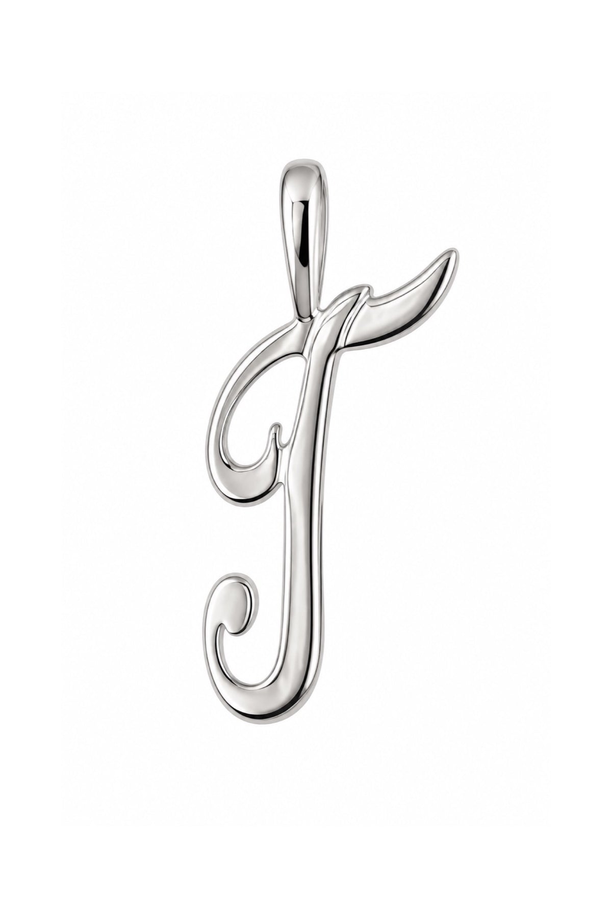 9ct white gold alphabet letter T pendant