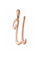 9ct rose gold alphabet letter U pendant