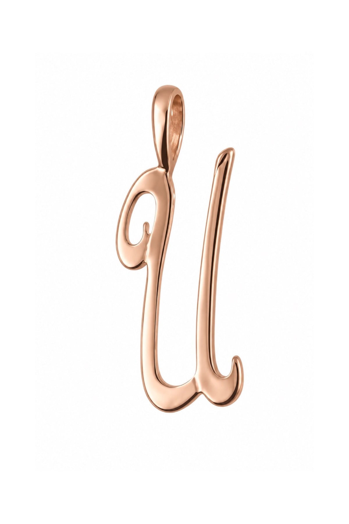 9ct rose gold alphabet letter U pendant