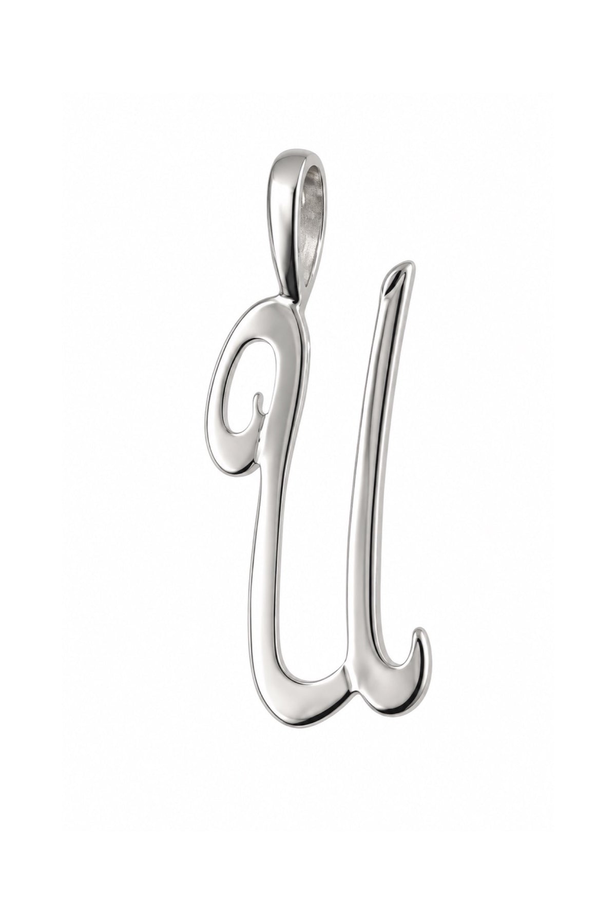 9ct white gold alphabet letter U pendant