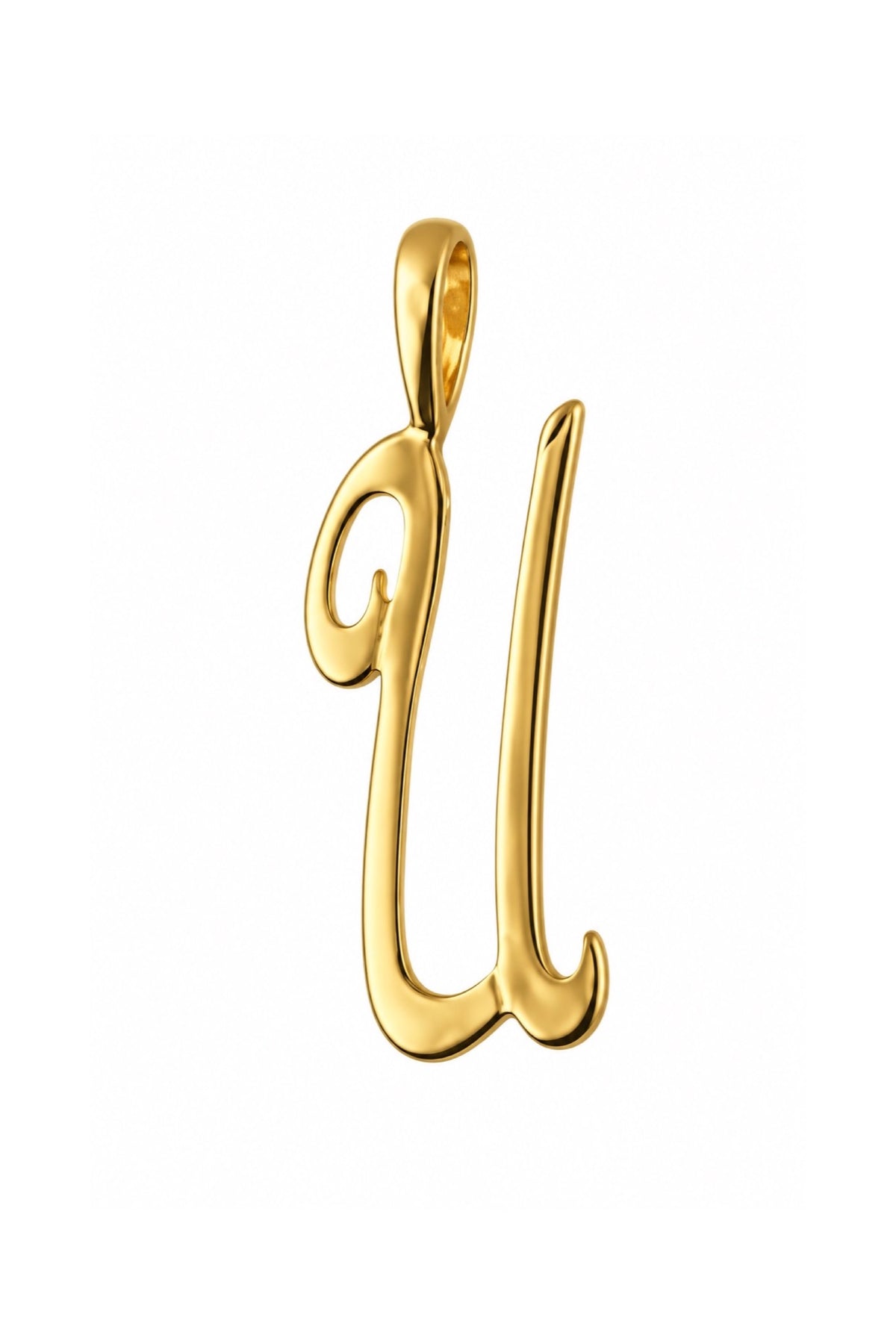 9ct yellow gold alphabet letter U pendant