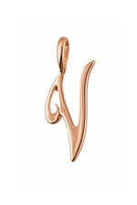 9ct rose gold alphabet letter V pendant