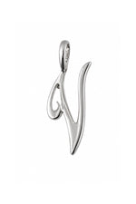 9ct white gold alphabet letter V pendant